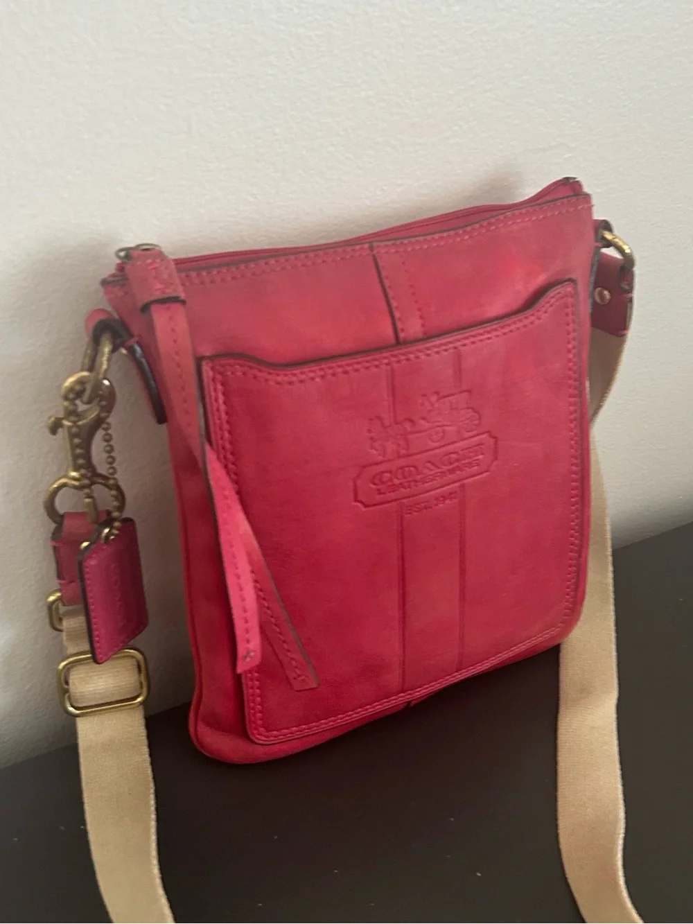 Coach Legacy Pink Leather Crossbody Bag Vintage Adjustable Strap gloved leather - Picture 8 of 14